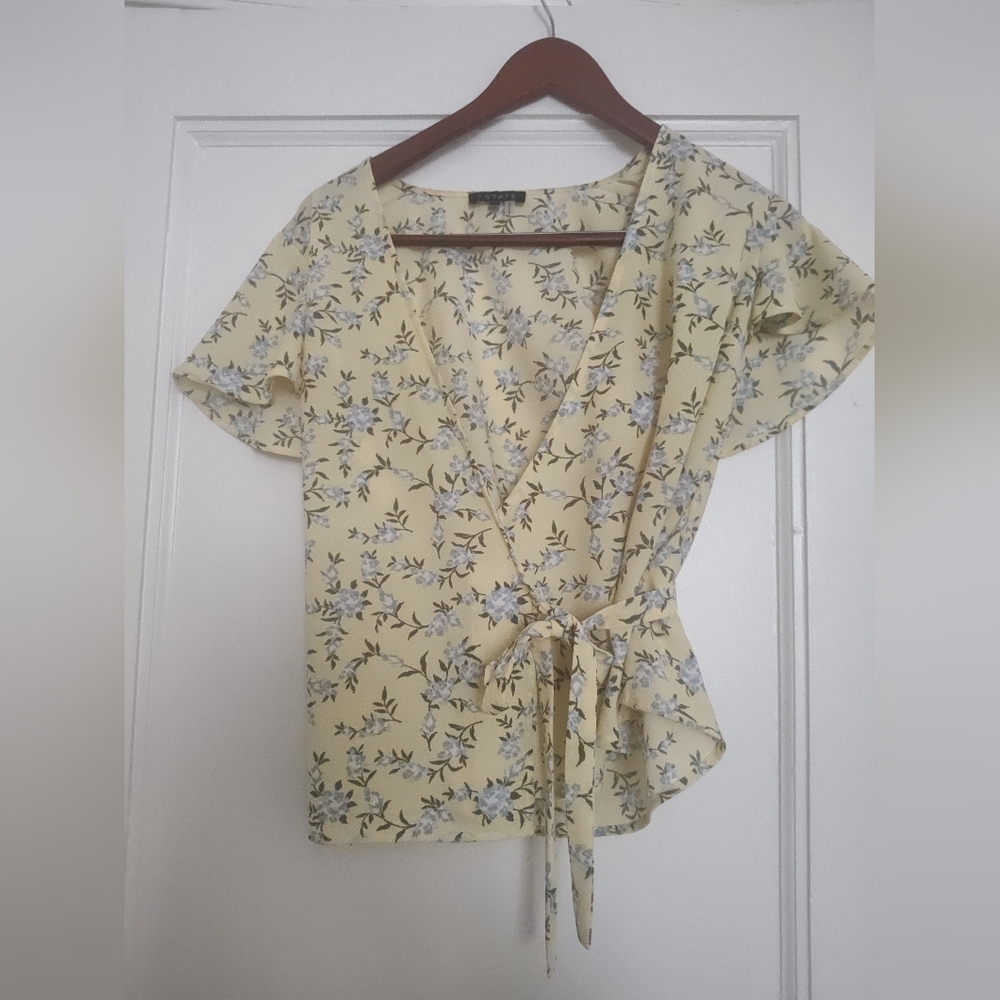 1. STATE Yellow Wrap Blouse